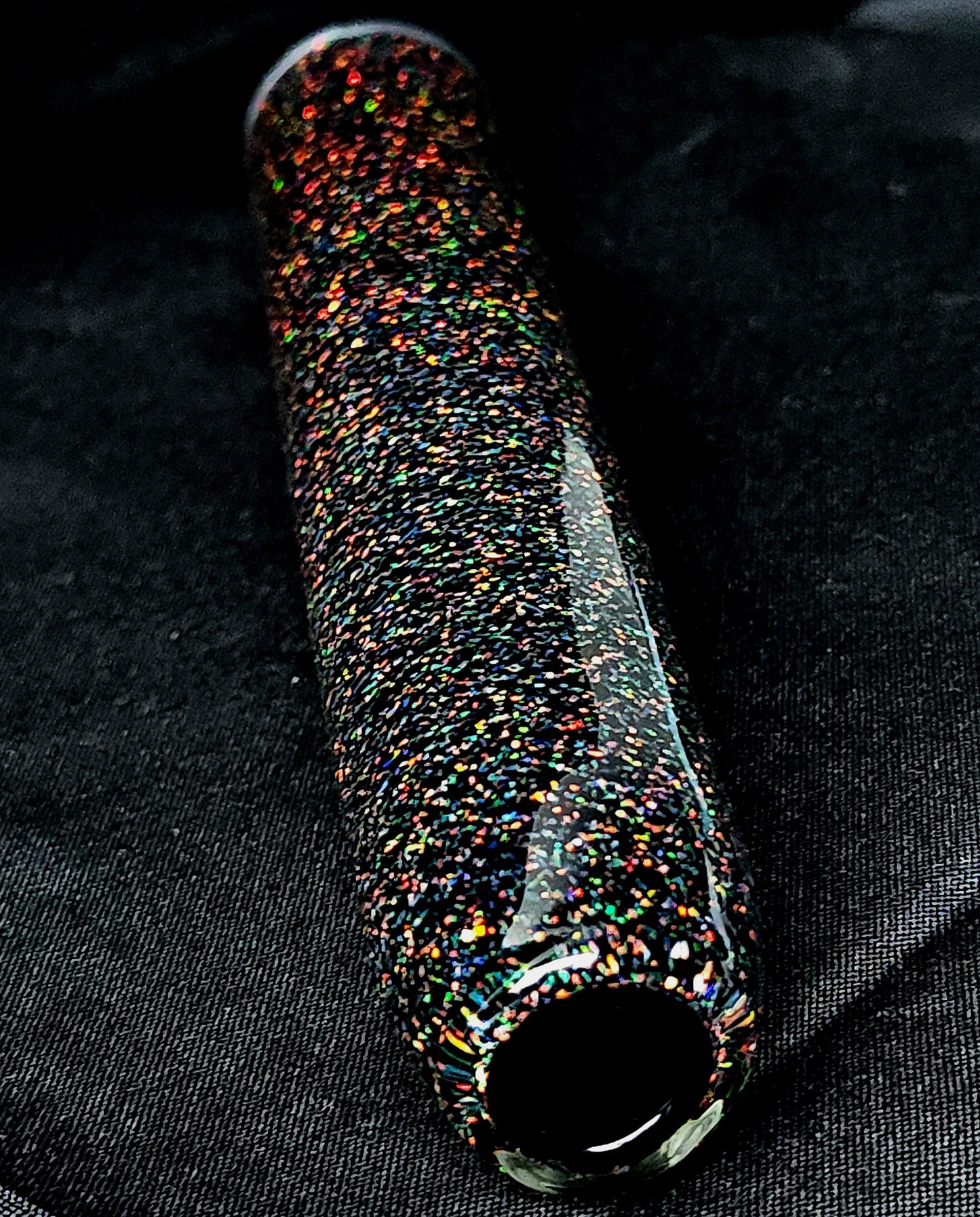 Jet Black crushed opal tube - Medium opals